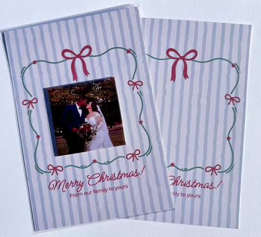 Stripes & Ribbon Greeting Card & Custom Magnet Set of 6